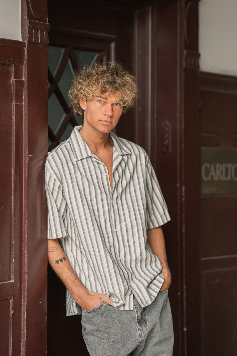 Kortærmet Hørskjorte Sort Stribet | Skagen-clothing.dk